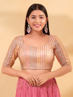 VAMAS - THE DESIGNER BLOUSES - Women Peach Sweetheart Neck Padded Blouse