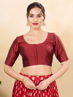 VAMAS - THE DESIGNER BLOUSES - Women Maroon Round Neck Padded Blouse