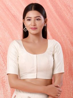 VAMAS - THE DESIGNER BLOUSES - Women Off White Round Neck Padded Blouse