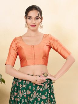 VAMAS - THE DESIGNER BLOUSES - Women Peach Round Neck Padded Blouse