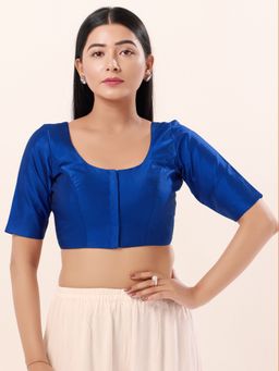 VAMAS - THE DESIGNER BLOUSES - Women Blue Round Neck Padded Blouse
