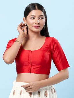 VAMAS - THE DESIGNER BLOUSES - Women Red Round Neck Padded Blouse