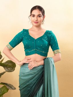 VAMAS - THE DESIGNER BLOUSES - Women Green Sweetheart Neck Padded Blouse