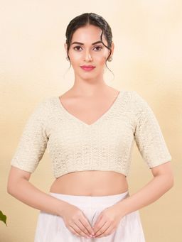 VAMAS - THE DESIGNER BLOUSES - Women Cream V-Neck Padded Blouse