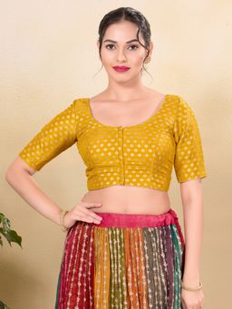 VAMAS - THE DESIGNER BLOUSES - Women Yellow Round Neck Padded Blouse
