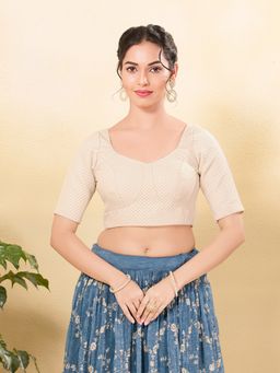 VAMAS - THE DESIGNER BLOUSES - Women Off White Sweetheart Neck Padded Blouse