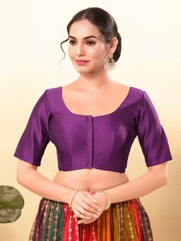 VAMAS - THE DESIGNER BLOUSES - Women Purple Round Neck Padded Blouse