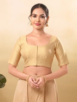 VAMAS - THE DESIGNER BLOUSES - Women Gold Round Neck Padded Blouse