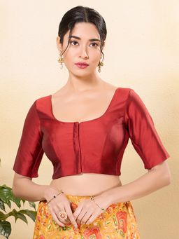 VAMAS - THE DESIGNER BLOUSES - Women Maroon Round Neck Padded Blouse