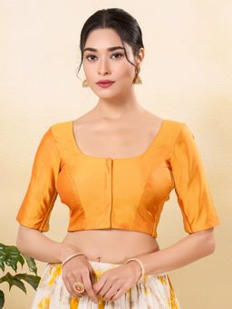 VAMAS - THE DESIGNER BLOUSES - Women Mustard Round Neck Padded Blouse