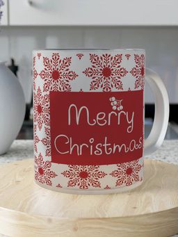 Indigifts - Christmas Decoration Merry Christmas Snowflakes Quotes Printed Frost Mug for Christmas