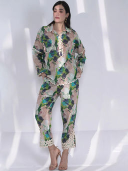 IKI CHIC - Beige Print Floral Printed Co-Ord Set