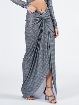S&N by Shantnu Nikhil - Braid Printed Twisted Drape Skirt