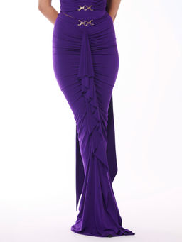 S&N by Shantnu Nikhil - Purple Solid Draped Skirt