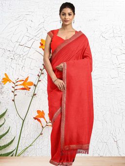 Chhabra 555 - Red Traditional Art Silk Saree with Unstitched