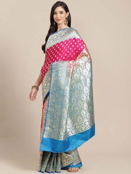 Chhabra 555 - Magenta Banarasi Handloom Saree with Unstitched