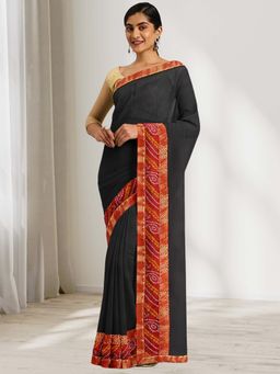 Chhabra 555 - Black Georgette Saree with Unstitched