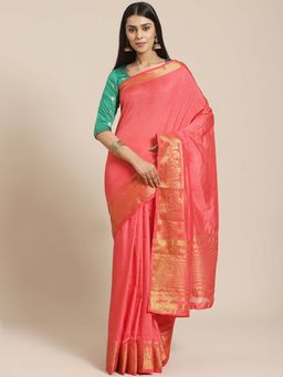 Chhabra 555 - Coral Traditional Banarasi Saree with Unstitched