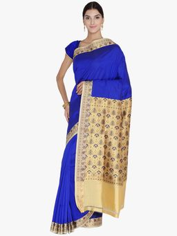 Chhabra 555 - Blue Banarasi Silk Saree with Unstitched