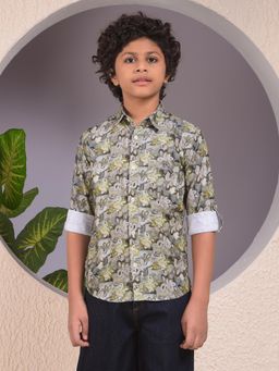 CRIMSOUNE CLUB - Boys Green 100% Cotton Corduroy Shirt