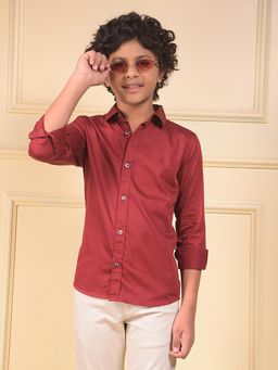 CRIMSOUNE CLUB - Boys Maroon 100% Cotton Shirt