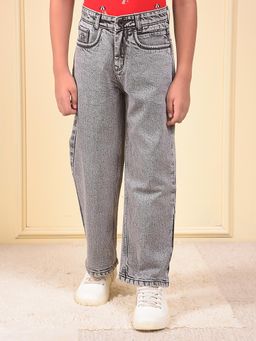 CRIMSOUNE CLUB - Boys Grey Heavy-Fade Baggy Jeans