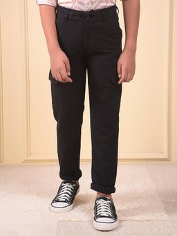 CRIMSOUNE CLUB - Boys Black 100% Cotton Cargo Trousers