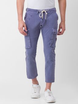 Spykar - Blue Cotton Slim Fit Regular Length Trousers for Men