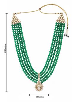 I Jewels - White Gold Plated kundan Studded and Pearl Beaded Necklace