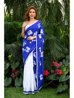 Beatitude - Multi-Color Chiffon Printed Saree with Unstitched Blouse