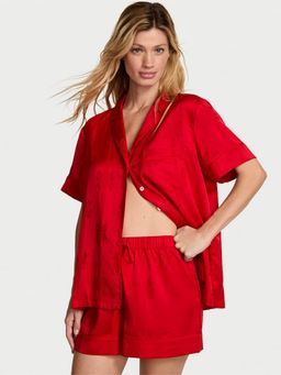 Victoria's Secret - Glazed Satin Bow Short Nightsuit Red