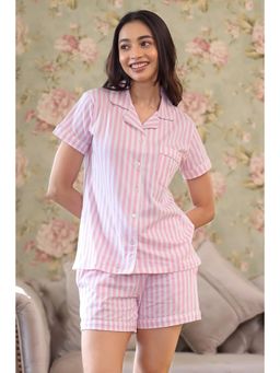 NAP STORY - Bubblegum Stripe Half Sleeve Shirt and Shorts