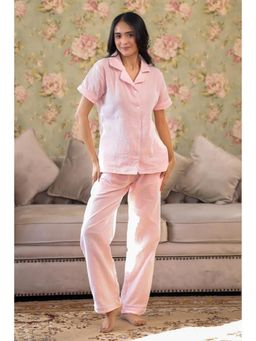 NAP STORY - Floss Pink Muslin Half Sleeve Shirt and Pyjama