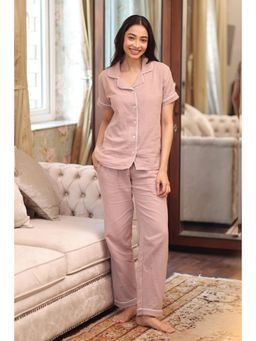 NAP STORY - Blush Muslin Half Sleeve Shirt and Pyjama