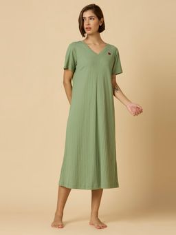 Chemistry - Ribbed Knit Nightdress Green