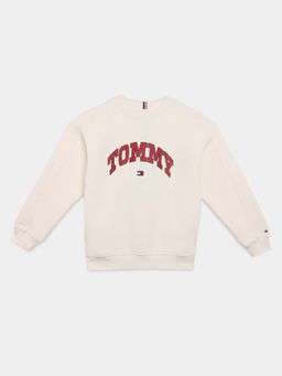 Tommy Hilfiger - Off White Boys Logo Regular Fit Cotton Sweatshirt