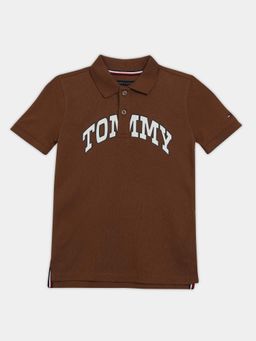 Tommy Hilfiger - Brown Boys Logo Regular Fit Cotton Polo T-Shirt
