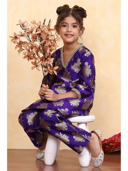 Biba - Girls Purple Kurta with Pant Set