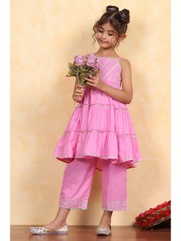 Biba - Girls Pink Kurta with Palazzo Set