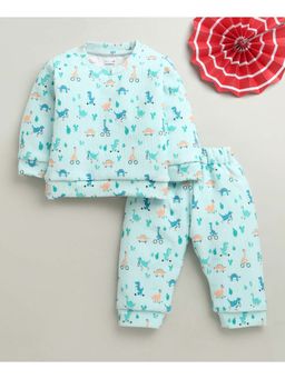 Bumzee - Mint Green Boys Full Sleeves Poly Blend Winter Wear Set