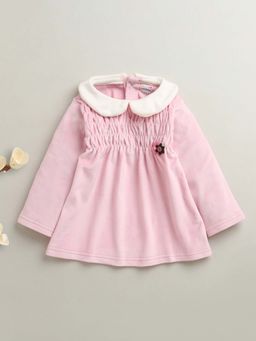 Bumzee - Pink Girls Full Sleeves Poly Blend Frock / Dress