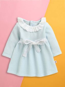 Bumzee - Sky Blue Girls Full Sleeves Cotton Frock / Dress