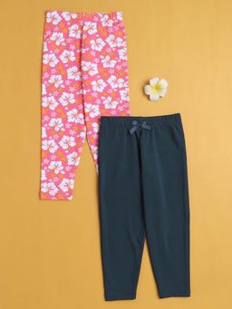 Bumzee - Girls Leggings Navy and Pink (Pack of 2)