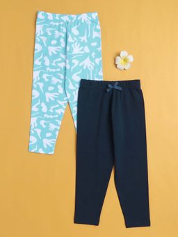 Bumzee - Girls Leggings Navy and Sky Blue (Pack of 2)