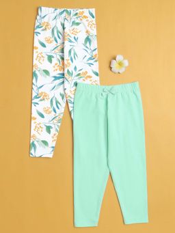 Bumzee - Girls Leggings Green and White (Pack of 2)