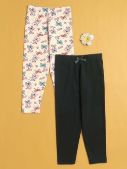 Bumzee - Girls Leggings Black and Cream (Pack of 2)