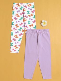 Bumzee - Girls Leggings Lavender and White (Pack of 2)