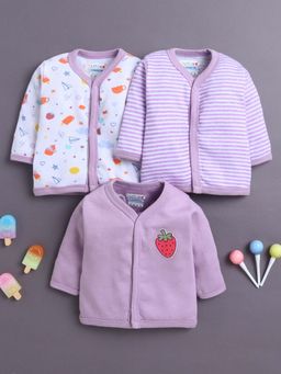 Bumzee - Girls Full Sleeves Jabla Lavender and White (Pack of 3)