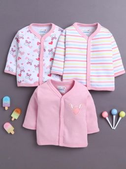 Bumzee - Girls Full Sleeves Jabla Pink and White (Pack of 3)