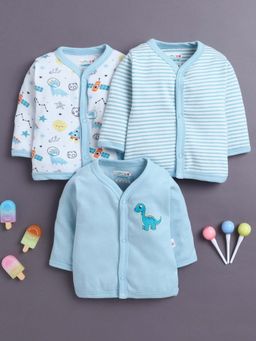 Bumzee - Boys Full Sleeves Jabla Sky Blue and White (Pack of 3)